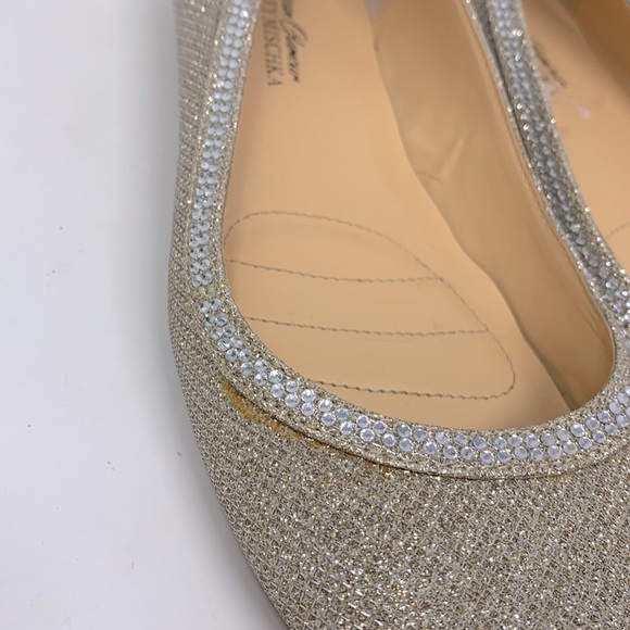 Badgley Mischka American Glamour Women’s Sparkly Gold Rhinestone Slip On Flats - Picture 12 of 14